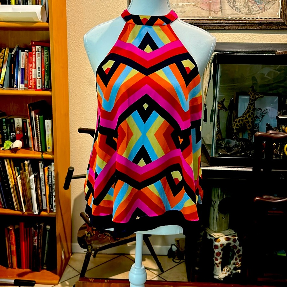 Multicolor Geometric Pattern Women's Top